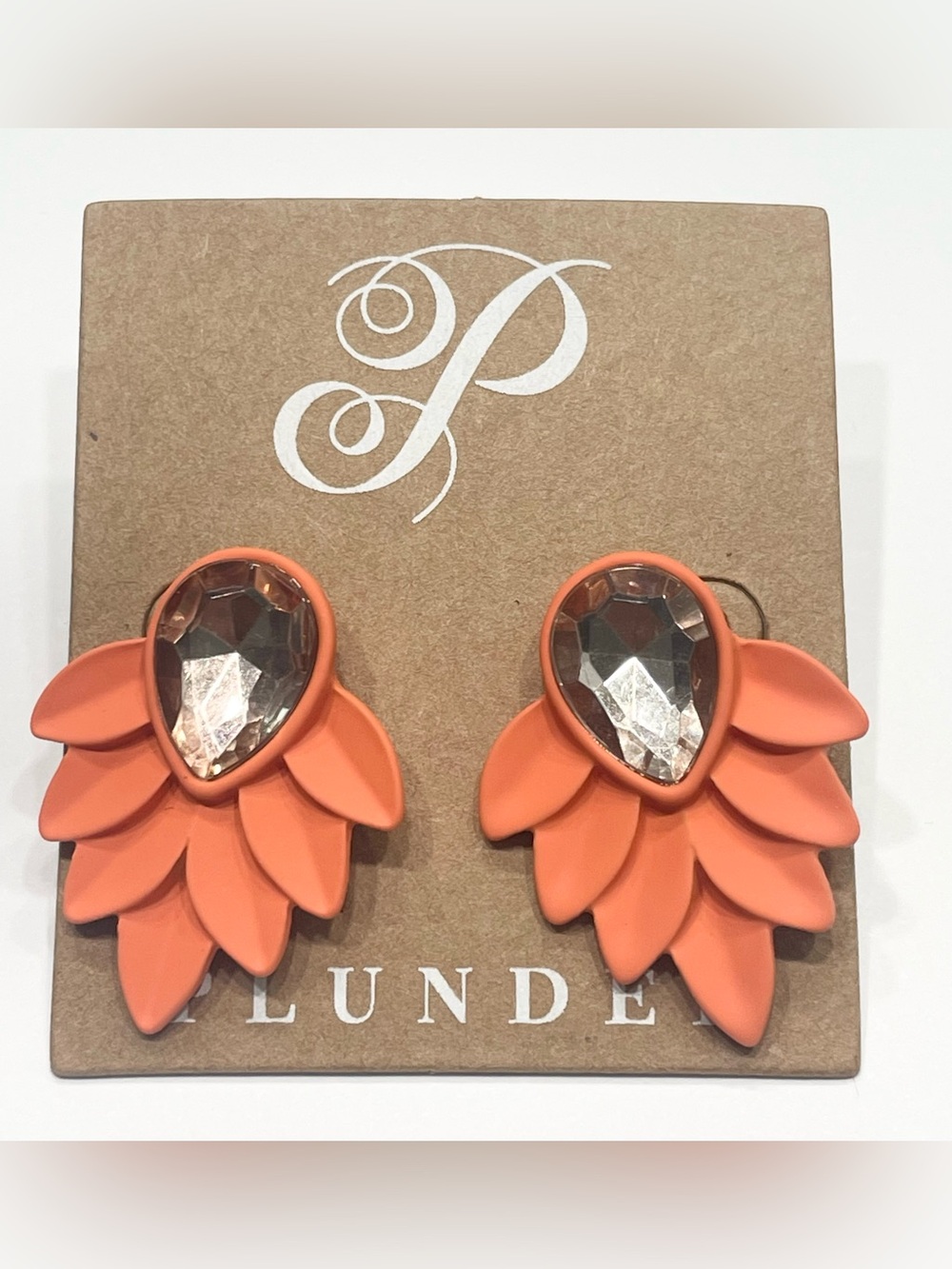 🪸Plunder Coral Petal Teardrop Earrings with Crystal Center🪸